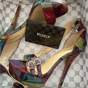 Laurence Kazar Vibrant Multicolor Heels